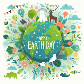 卡通插画风格世界地球日图片素材